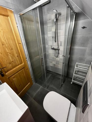 Koupelna v ubytování Apartments Dřevona II