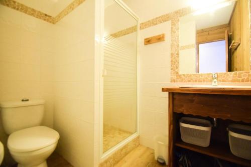 une salle de bain avec toilettes, douche et lavabo dans l'établissement Résidence Le France - Studio 3/4 pers - LE FRANCE - PLAGNE CENTRE MAE-9414, à Aime La Plagne