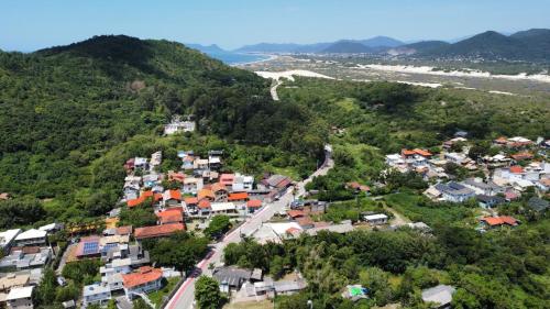 an aerial view of a town on a hill at Refúgio 755 in Florianópolis