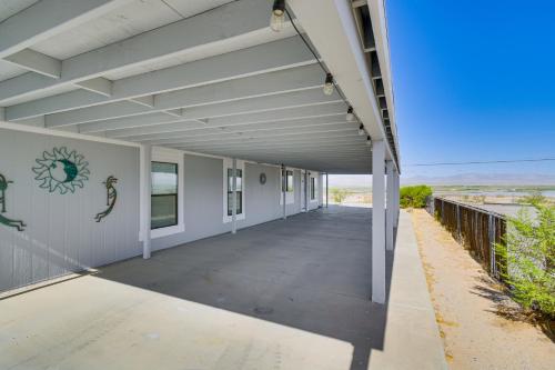an empty hallway of a building with a roof at 5 Mi to River Topock Boating and Off-Roading Oasis! in Topock