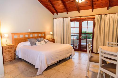 a bedroom with a bed and a large window at Curahue Apart Hotel in Tandil