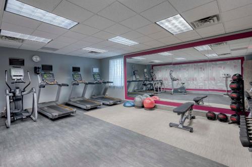 a gym with cardio equipment in a room at Crowne Plaza Indianapolis-Airport by IHG in Indianapolis