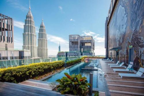 a view of a city with tall buildings at Star Residence 2br Unit Floor 46 in Kuala Lumpur