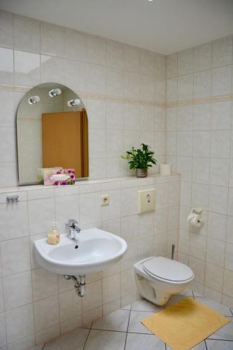 Ένα μπάνιο στο Ferienwohnung Adriaurlaub Sachsen