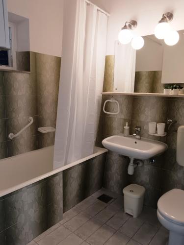 a bathroom with a sink and a toilet at Apartments Villa Vanja in Povlja