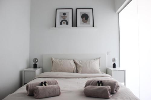 Ένα ή περισσότερα κρεβάτια σε δωμάτιο στο Sunny Apartment - Zuid Retreat 1BR Apartment near Scheldt River