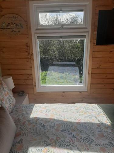 Posezení v ubytování Anglesey new modern shepherds hut with spa hot tub