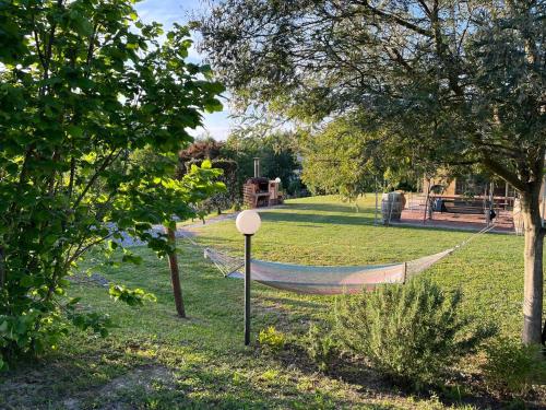 a hammock in the middle of a park at Casa delle Viole in Terranuova Bracciolini