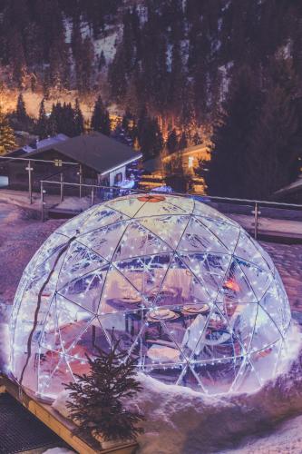 a large iguana building in a dome in the snow at Fleur De Neige Châtel in Châtel