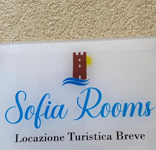 a sign for the santa rosa rooms at Sofia Rooms in Castellammare del Golfo