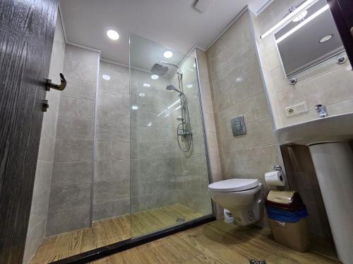 Ένα μπάνιο στο Bakuriani Orbi Palace Deluxe Apartment next to Mount Didveli