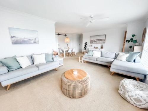 a living room with two couches and a coffee table at 59 Short in Nambucca Heads