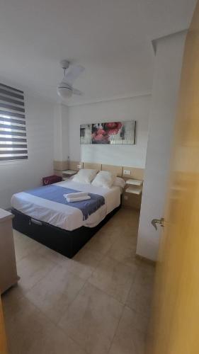 a bedroom with a large bed in a room at Apartamento Torre la Sal in Cabanes