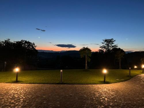 a lit up field with lights in the grass at Ermitage la suite-hermitage al tramonto-Hermitage tra le vigne in Cioccaro