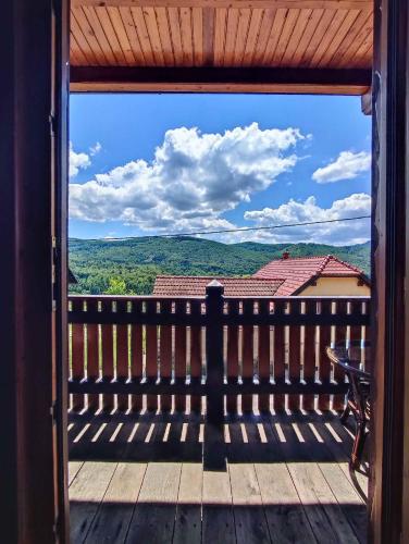 a view from a porch with a view of the mountains at Holiday home in Dolenjske Toplice - Kranjska (Krain) 51092 in Dolenjske Toplice