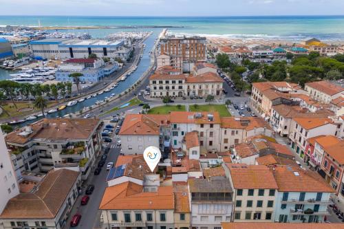 an aerial view of a city with buildings at La Suite 2 Ondina Viareggio 200m from sea - Happy Rentals in Viareggio