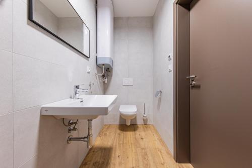 a bathroom with a sink and a toilet at Rezidence Novosadská in Olomouc