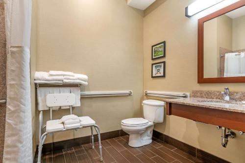 a bathroom with a toilet and a sink at Comfort Suites - Jefferson City in Jefferson City
