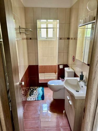 a bathroom with a toilet and a sink at Michael Angelo Luxuri Villa 4 bedroom in Paphos