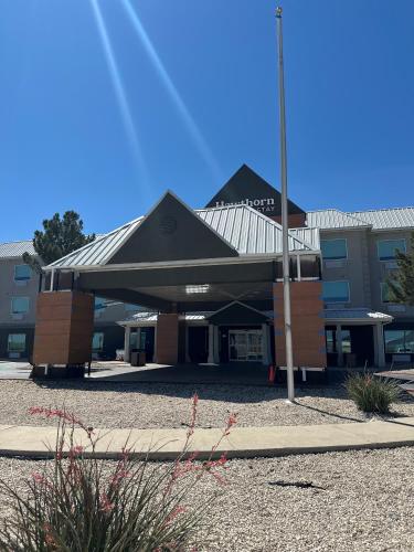 a building with a roof on top of it at Hawthorn Extended Stay by Wyndham Hobbs in Hobbs