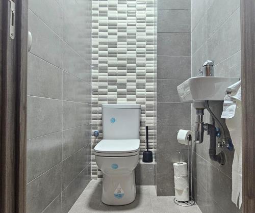 a bathroom with a toilet and a sink at Marina smir Oceanica in Marina Smir
