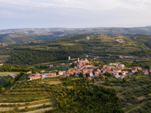 an aerial view of a small village in the hills at Holiday Home Villa Samanta by Interhome in Momjan