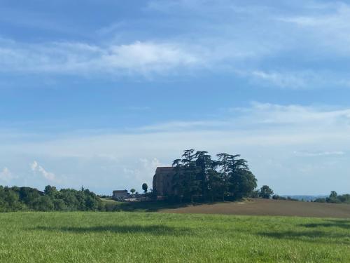 un vieux camion assis au milieu d'un champ dans l'établissement La Grange de garac, à Saint-Christaud