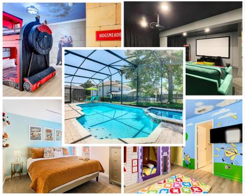 a collage of pictures with a swimming pool at WH7742CS - Newly renovated villa in Windsor Hills in Orlando