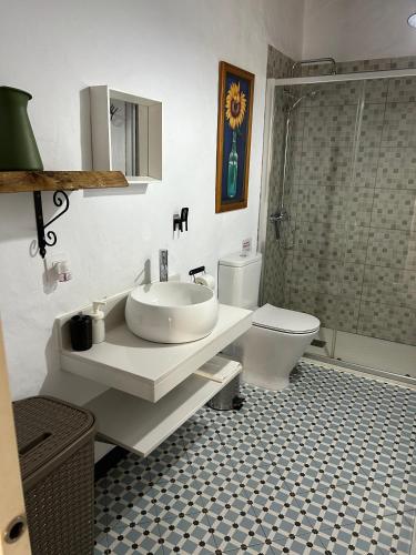 a bathroom with a sink and a toilet at Ilusiones del Mar in El Palmar