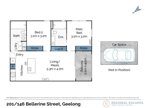 Κάτοψη του Retreat on Bellerine I 2BR Apartment I Geelong CBD