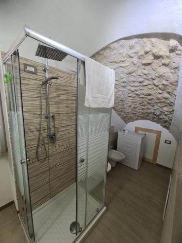 un baño con ducha y WC en Royal Suite, en Santa Domenica