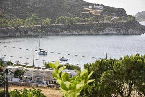 a view of a body of water with boats in it at Sapsila Patmos Residences in Sapsila
