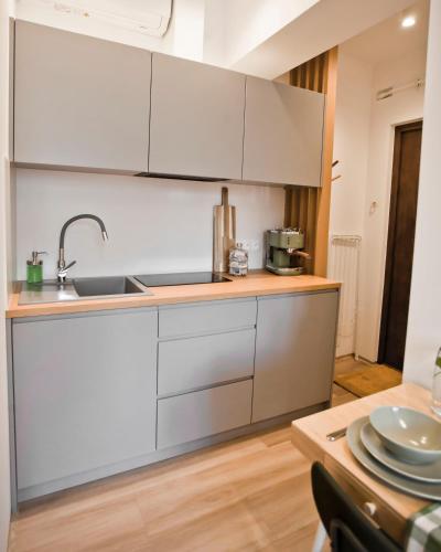 Dapur atau dapur kecil di Balaton Apartamenty