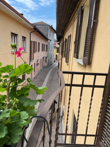 a view of an alley from a balcony at Private Loft La Rocchetta, Lake Maggiore in Angera