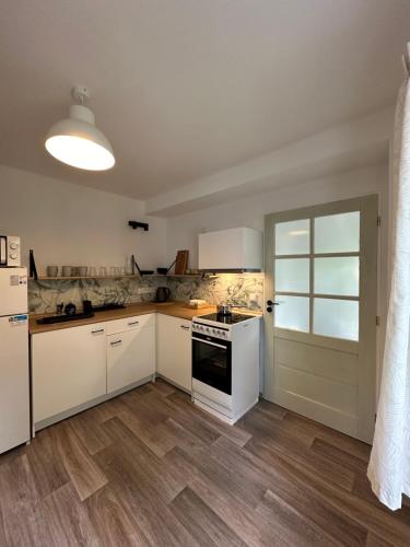 Kuchyň nebo kuchyňský kout v ubytování Apartmány u rybníčka
