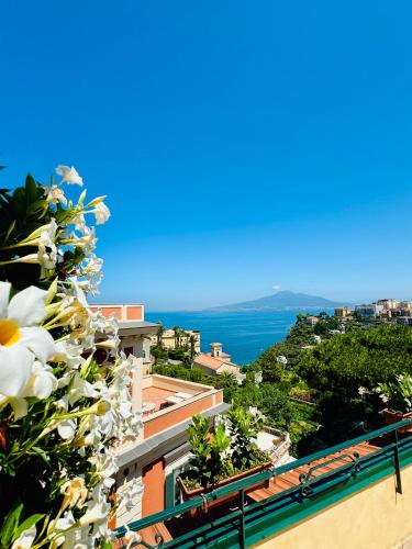 a view of the ocean from a building at Vesuvio View in Vico Equense
