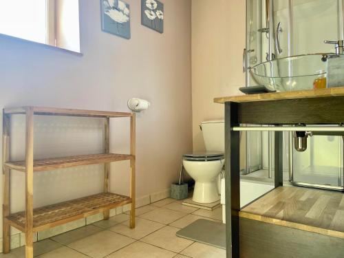 un bagno con lavandino e WC di Maison de pays proche de la mer a Fontenay-sur-Mer