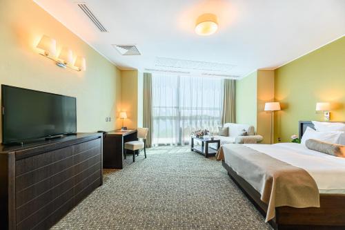Телевизор и/или развлекательный центр в Vega Hotel