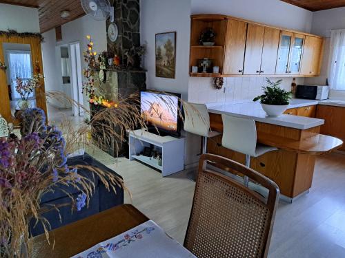 Kuchyň nebo kuchyňský kout v ubytování Kyperounta Troodos mountain house
