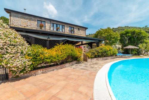 a house with a swimming pool in front of a house at Agriturismo San Basilio in Salento