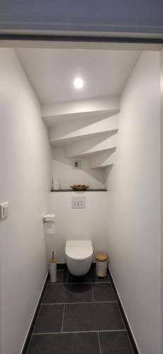a bathroom with a white toilet in a room at Remblai des Sables d'Olonne - 2 chambres - parking et piscine in Les Sables-dʼOlonne