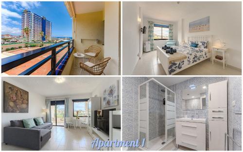 a collage of two pictures of a room at Prime apartments Club Paraiso Ocean view in Playa Paraiso