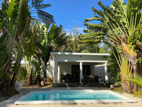 una piscina frente a una casa con palmeras en Daniblue, en Riambel