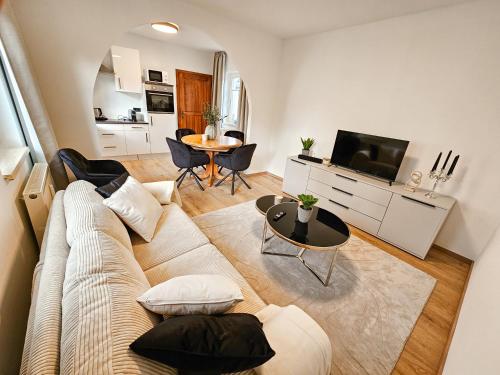 TV a/nebo společenská místnost v ubytování Flat Bull Appartement mit Garten