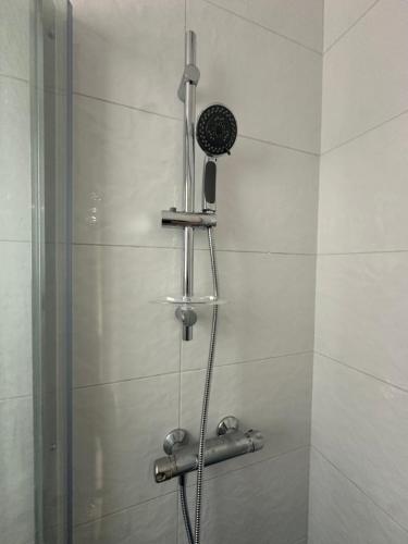 une douche avec pommeau de douche dans une salle de bain dans l'établissement Il grand maison, à Argenteuil