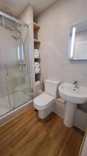 Koupelna v ubytování Modern, spacious one bed flat in heart of Monmouth