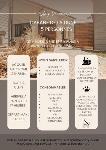 Une bande de panneaux devant une maison dans l'établissement Les Cabanes de l'Airial Dune, à Andernos-les-Bains