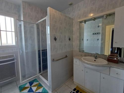 a bathroom with a shower and a sink at Pré-Rochet in Saint-Jean-de-Monts