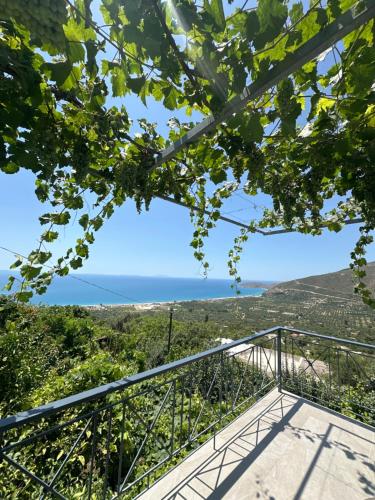 a view from the top of a hill with the ocean in the background at Villa Ani in Borsh