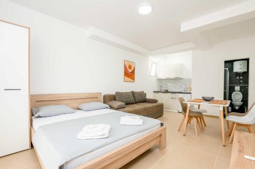 Kuchyň nebo kuchyňský kout v ubytování Apartments Milivojevic